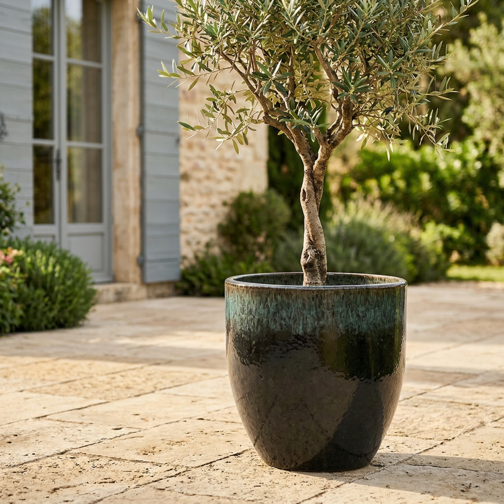 Keramický květináč LANCELOT - Černo-zelený