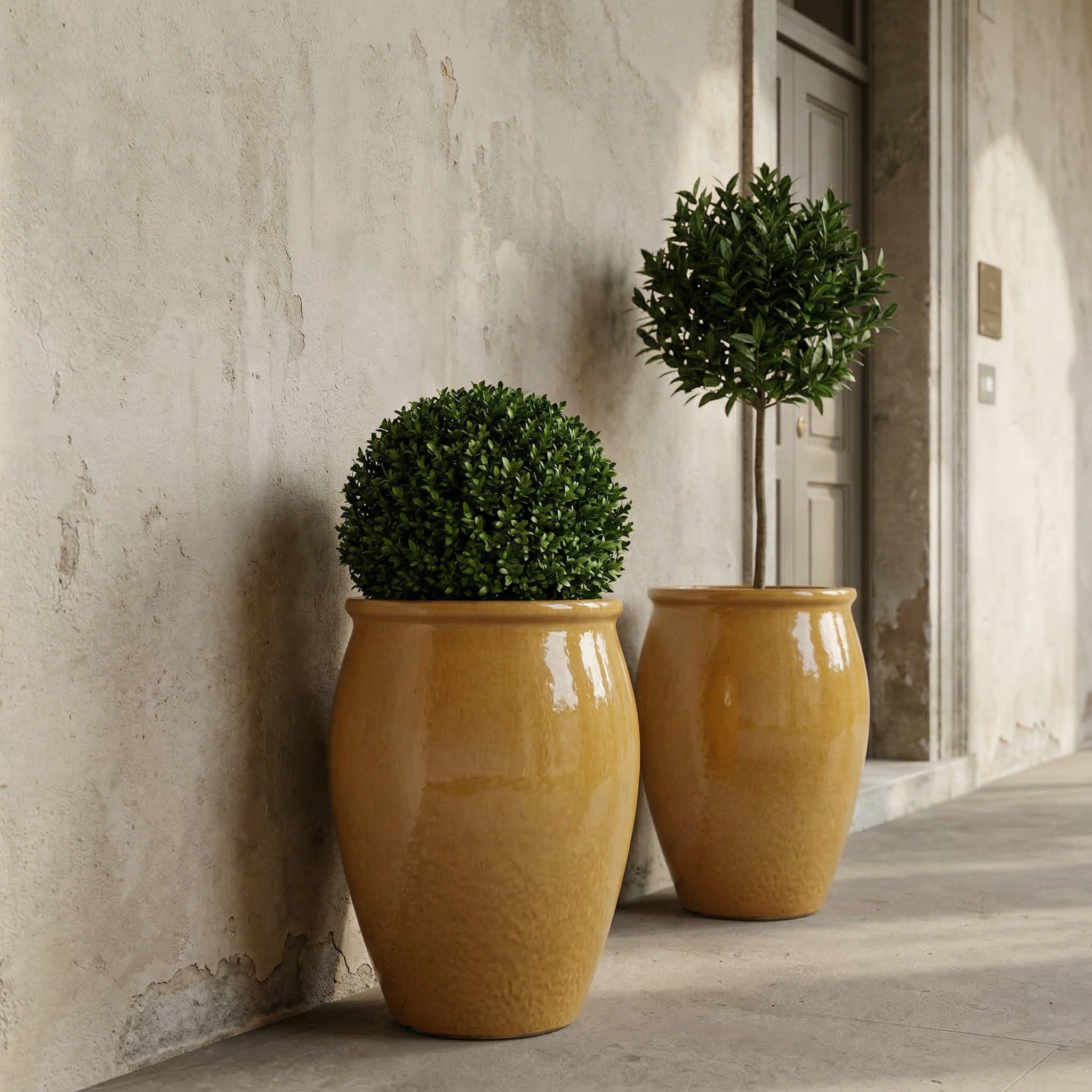 Blumentopf BACCHUS Gelb – handgefertigte Keramik, XXL bis 68 cm