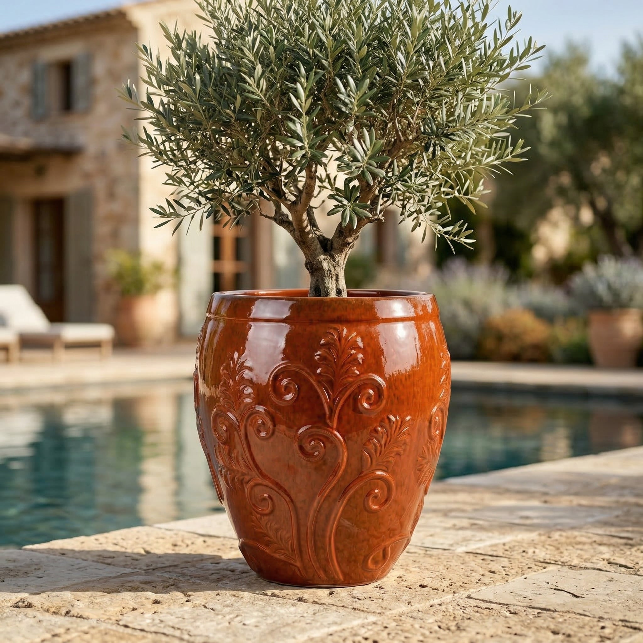 GAIA Keramik Pflanzkübel Tropická oranžová – wetterfest, für Innen und Außen