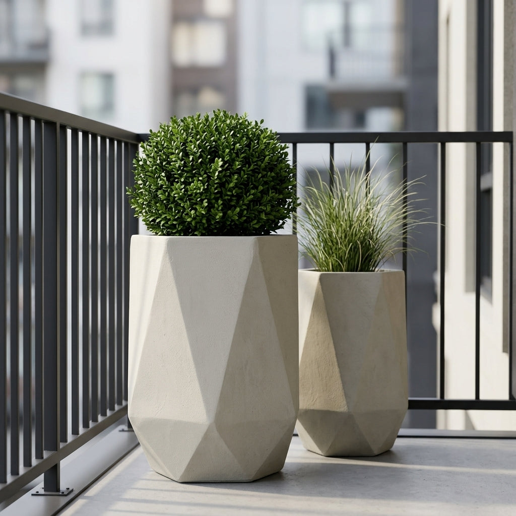 Blumentopf PRISME Beige – handgefertigte Keramik, XXL bis 68 cm