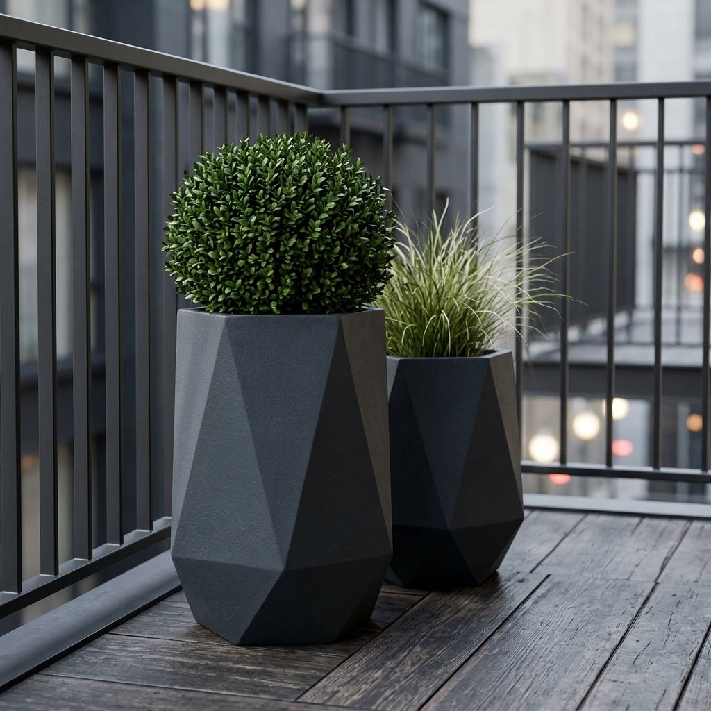 Blumentopf PRISME Tmavě šedá – handgefertigte Keramik, XXL bis 68 cm