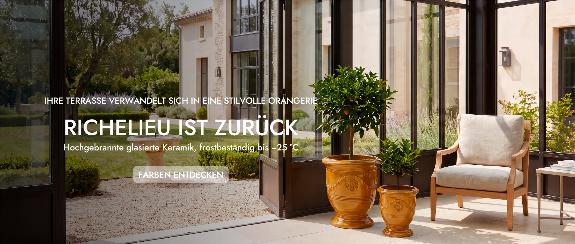 RICHELIEU ist zurück – glasierter Keramik-Pflanzkübel Provencelia, frostbeständig bis −25 °C