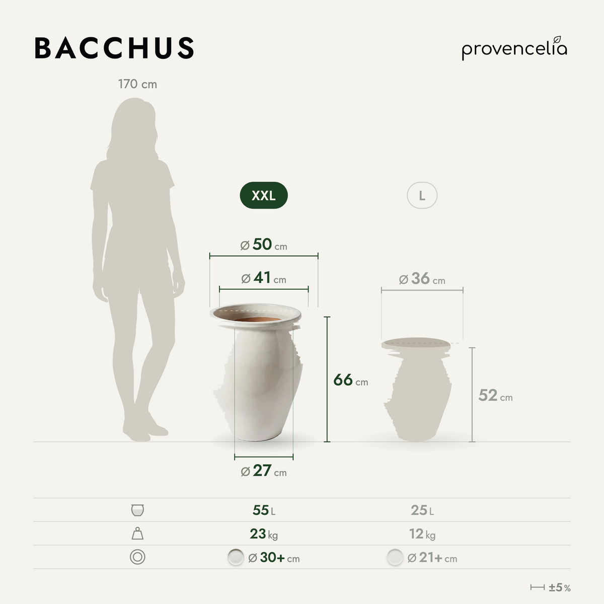 BACCHUS XXL – Maße