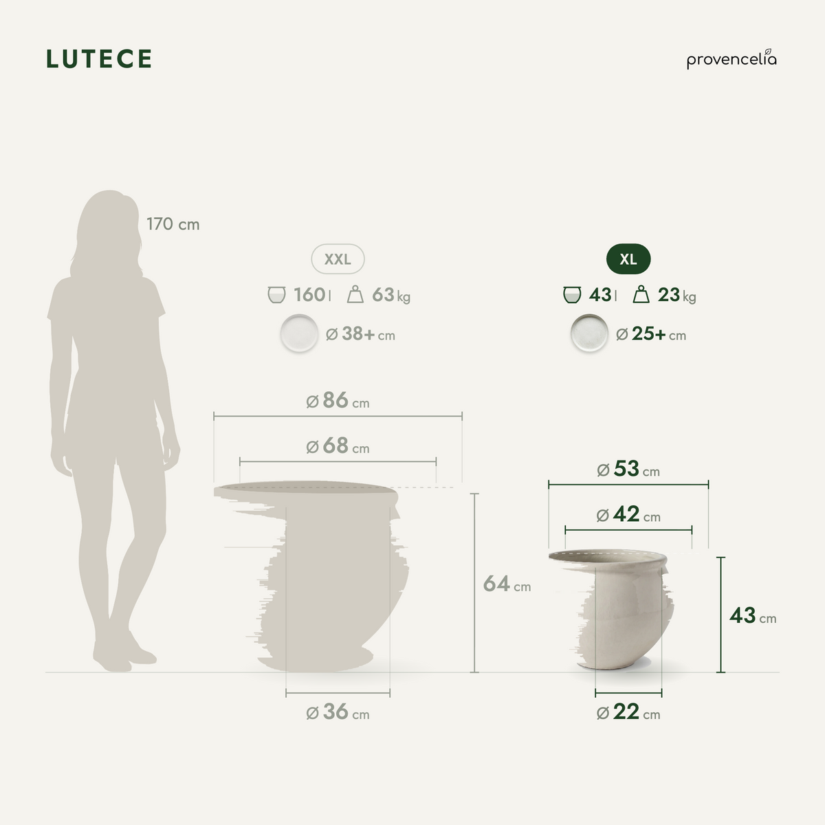 LUTECE XL – rozměry
