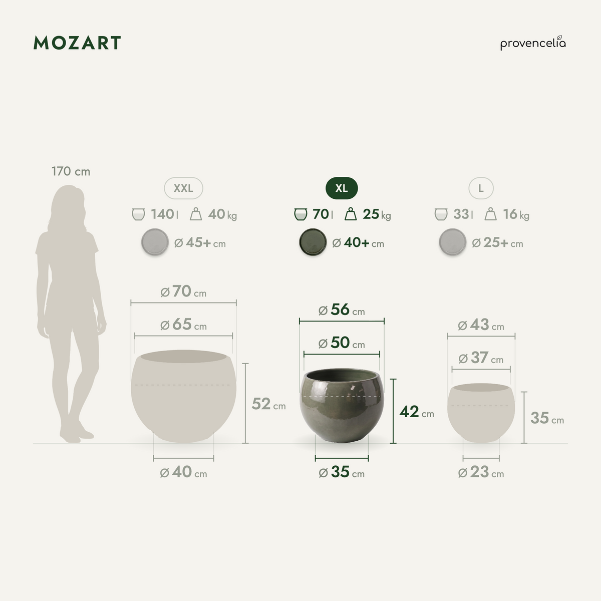 MOZART XL – rozměry
