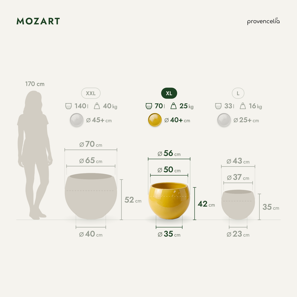 MOZART XL – rozměry