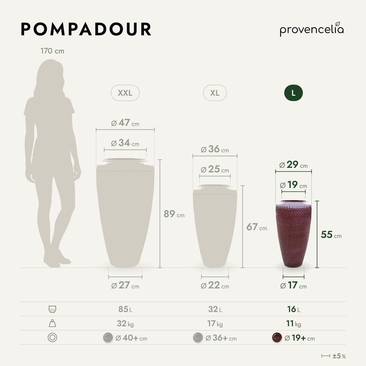 POMPADOUR L – Maße