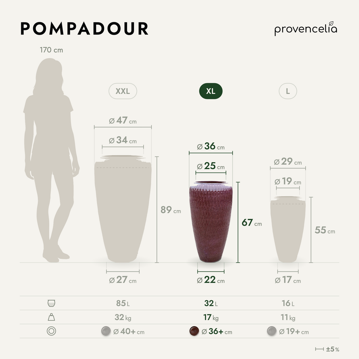 POMPADOUR XL – Maße