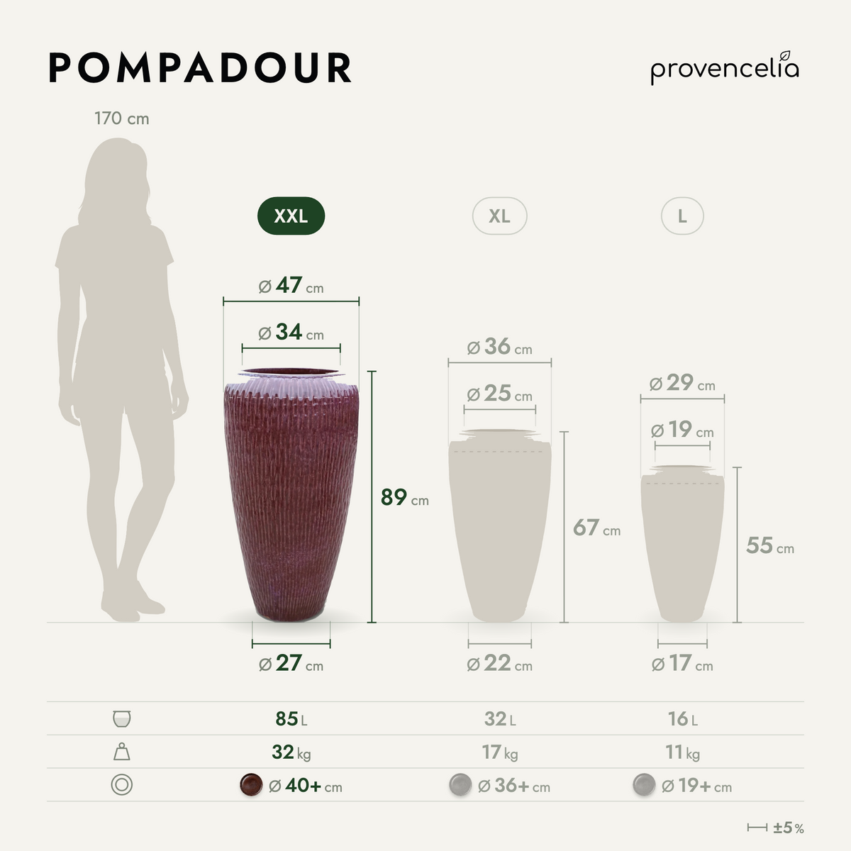 POMPADOUR XXL – Maße