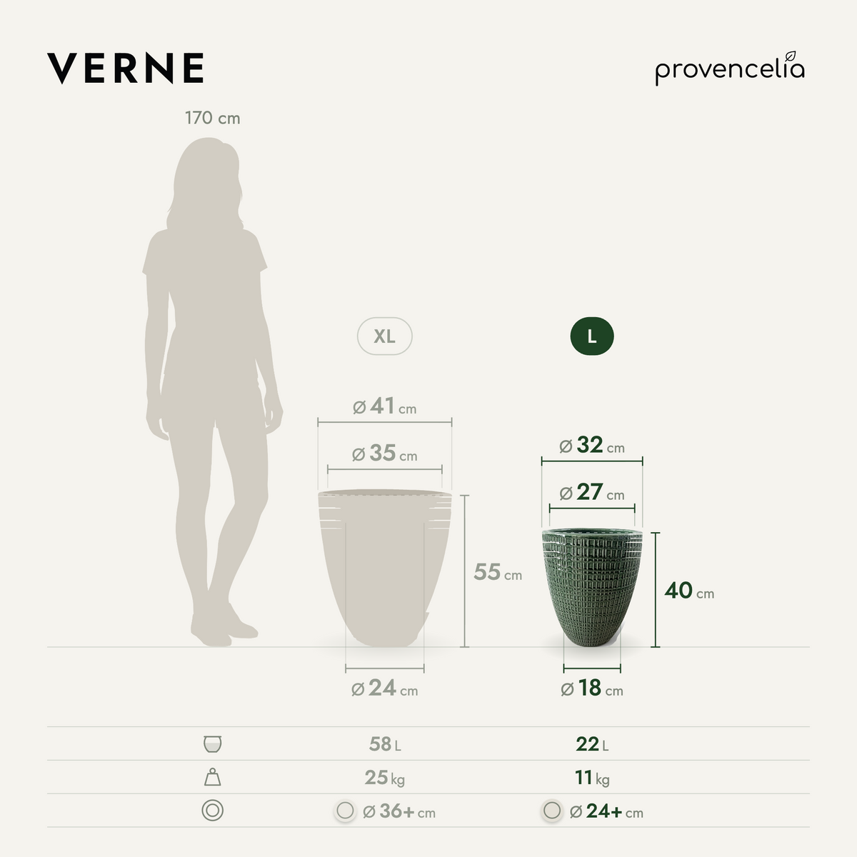 VERNE L – Maße