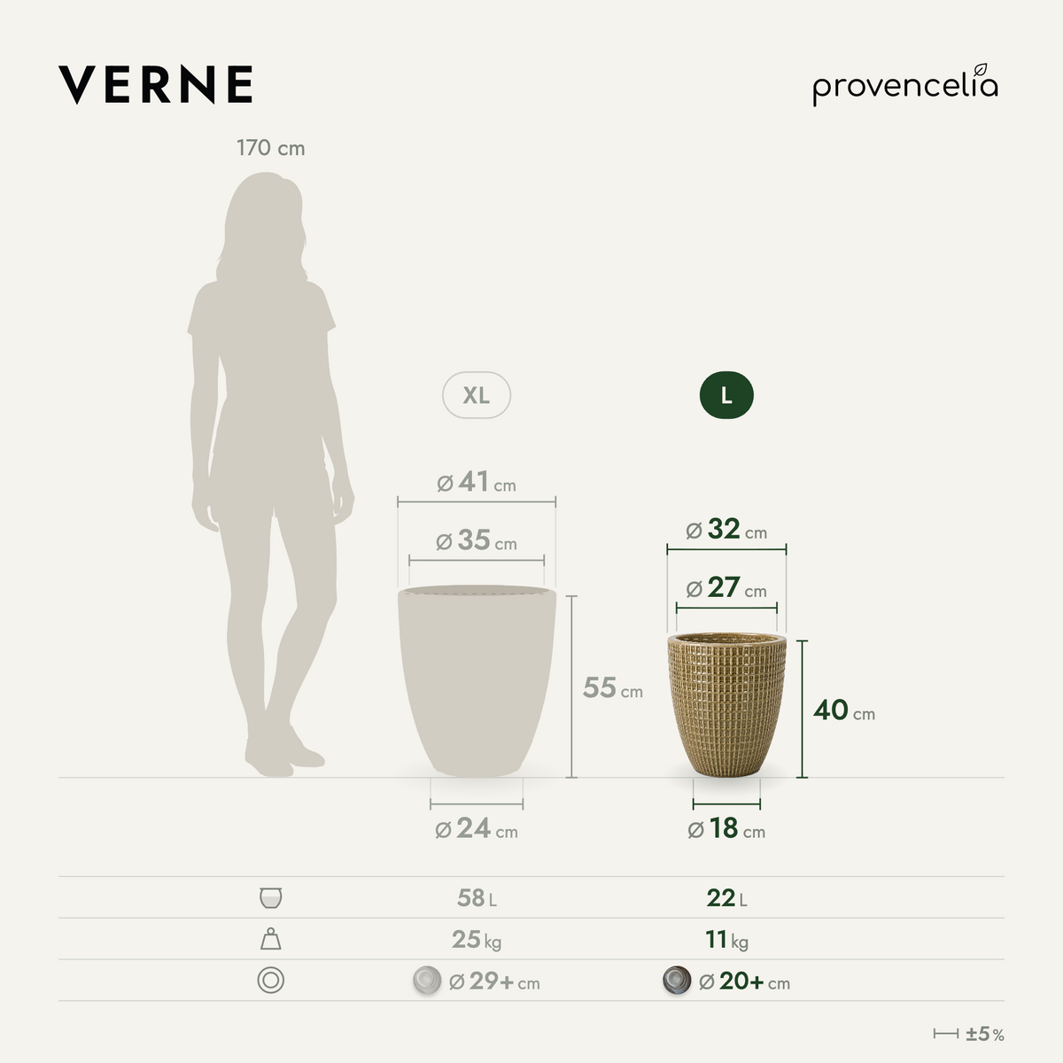 VERNE L – Maße