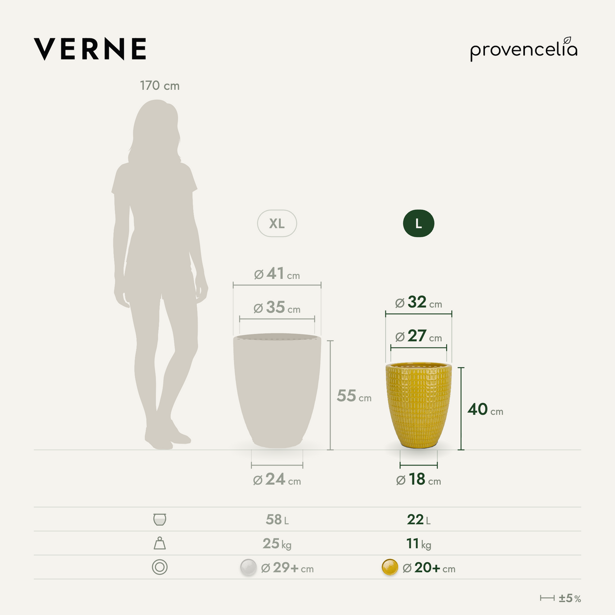 VERNE L – Maße