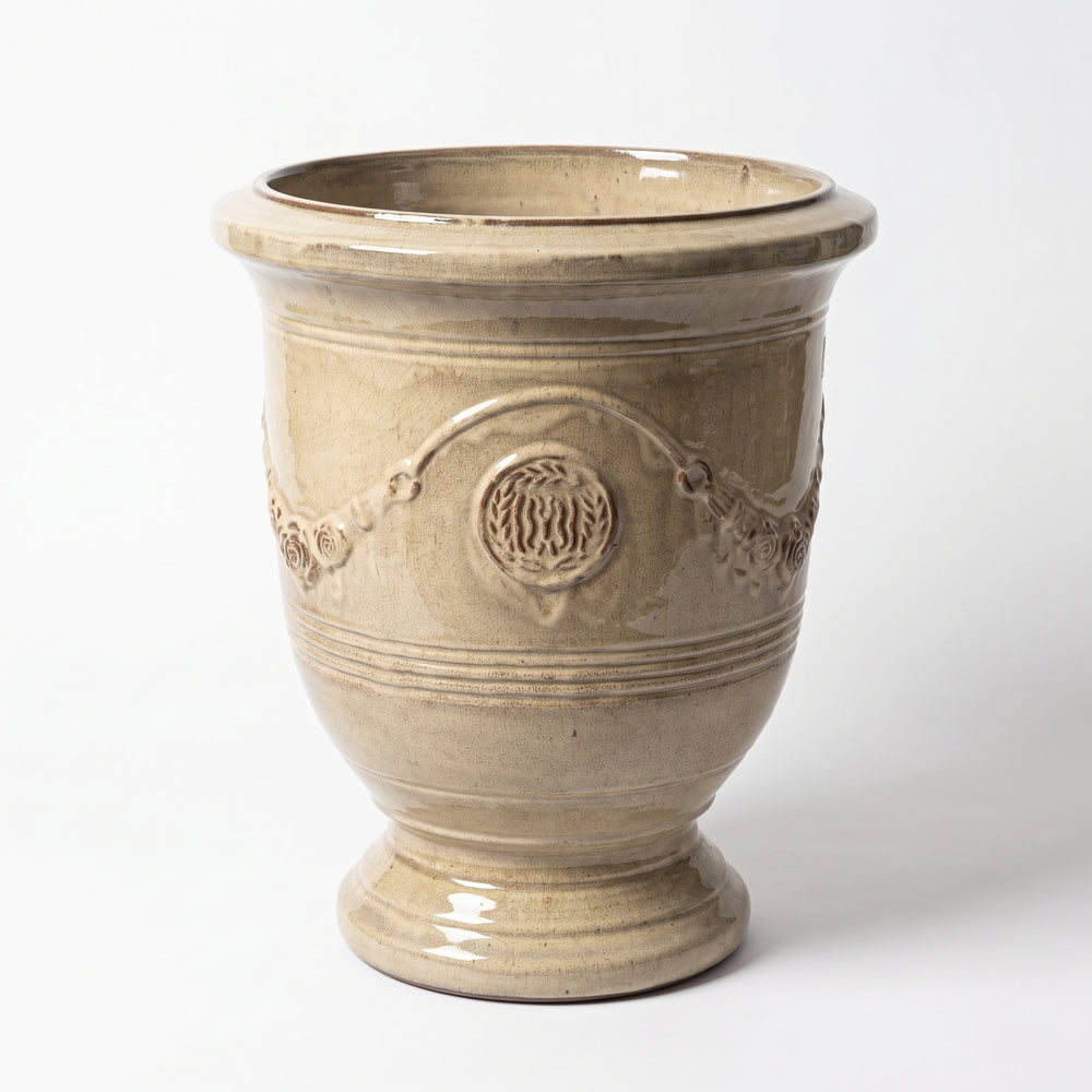 Keramik-Pflanzkübel RICHELIEU - Sandbronze - XL (46 x 56 cm)