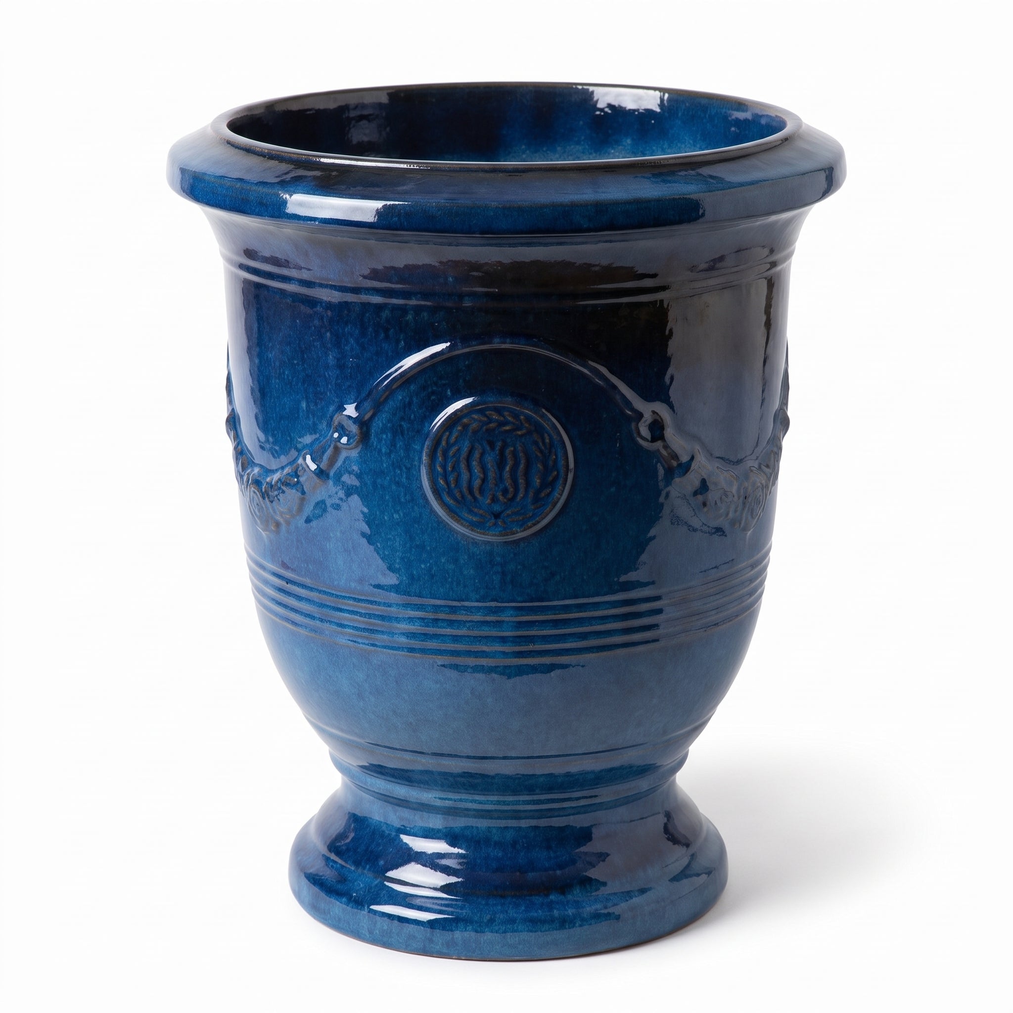 Keramik-Pflanzkübel RICHELIEU - Azurblau - XL (46 x 56 cm)