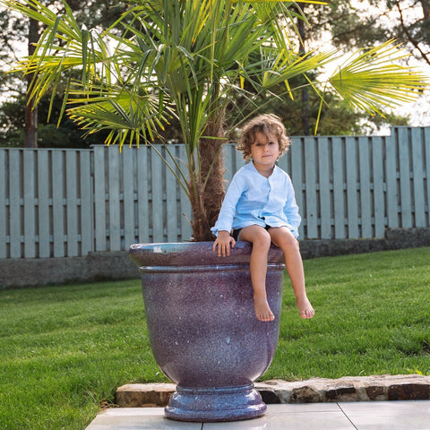 XXL Keramik-Pflanzkübel TITAN - Himmelblau